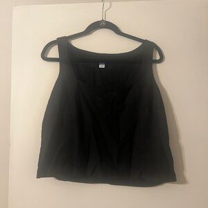 Old Navy Square Neck Cropped Linen Blend Top